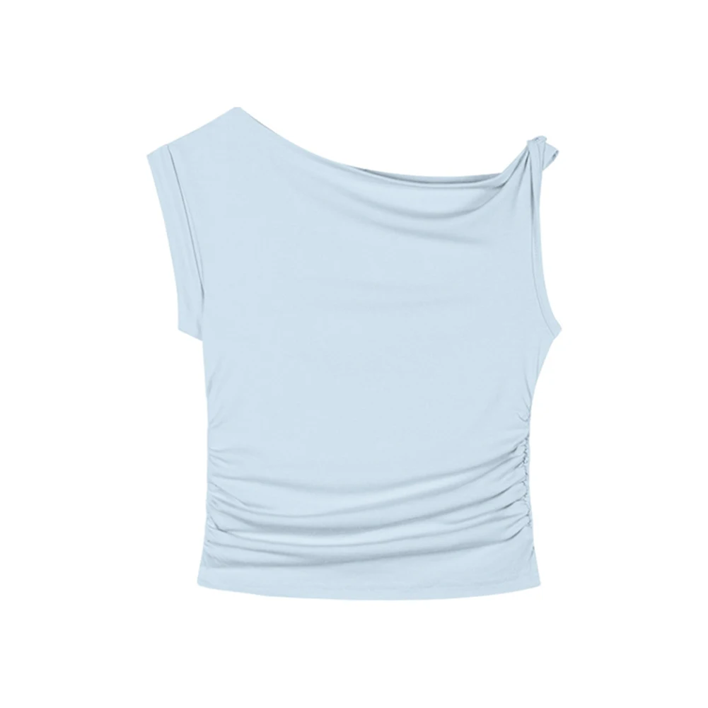 

Необычный плиссированный топ с короткими рукавами. Нестандартный плиссированный топ с открытыми плечами. Укороченный топ стандартной длины с однотонным узором. Совершенно новый состояние.