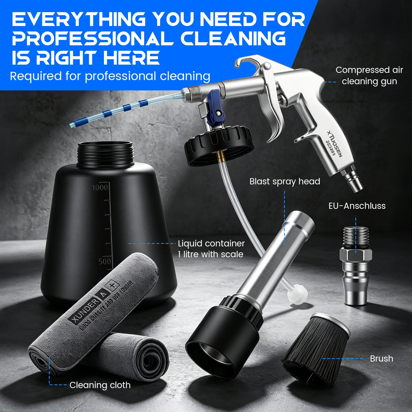 Compressed Air Cleaning Gun,robust Exhaust Gun With Vortex Effect For Effective Car Cleaning With Filling Tank,Air Pressure Gun