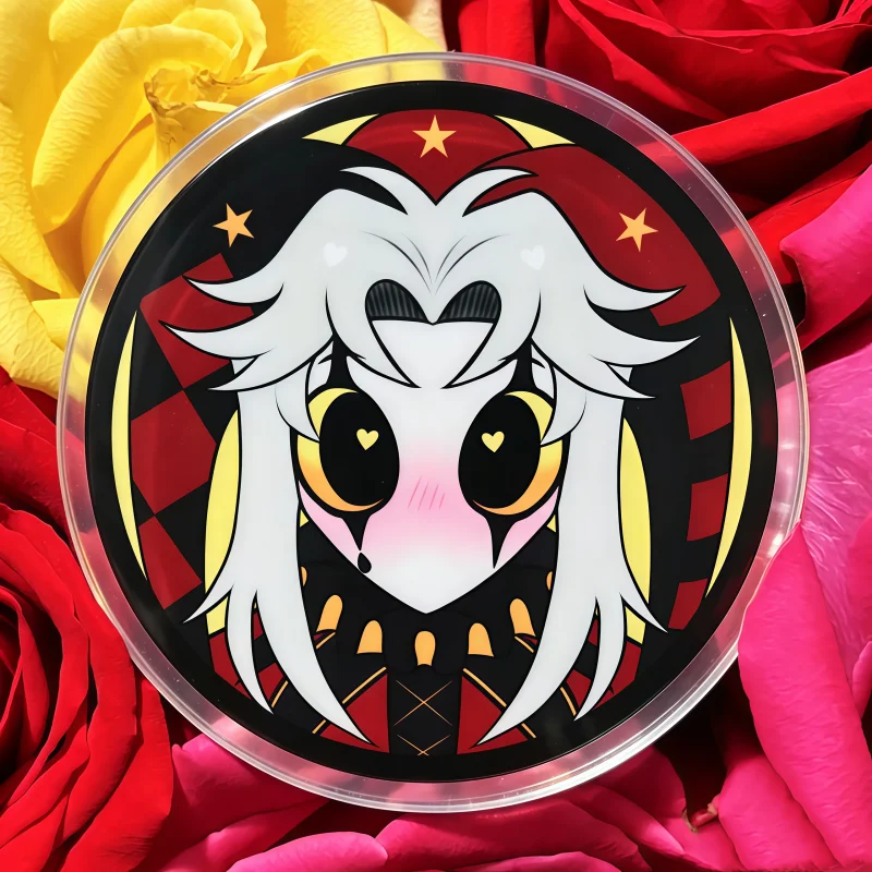 Cute Pierrot Clown Anime Merch Acrylic&Button Pin Badge Acrylic Keychain Charm Kawaii Cartoon Backpack Collectible Gift for Fans