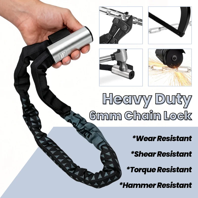 Bicycle Chain Lock Anti-theft High Security MTB Mountain Bike Lock Heavy Duty with 3 Keys for Scooter E-Bike Bike Accessories