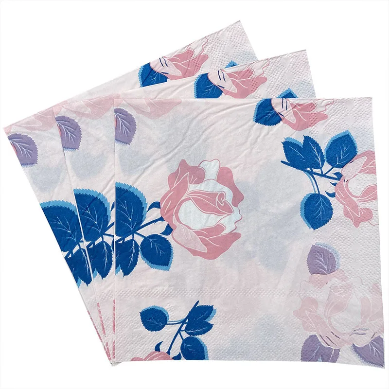 20Pcs/Set Vintage Flower Rose Butterfly Paper Napkins Table Decoration Disposable Tableware Wedding Party Paper