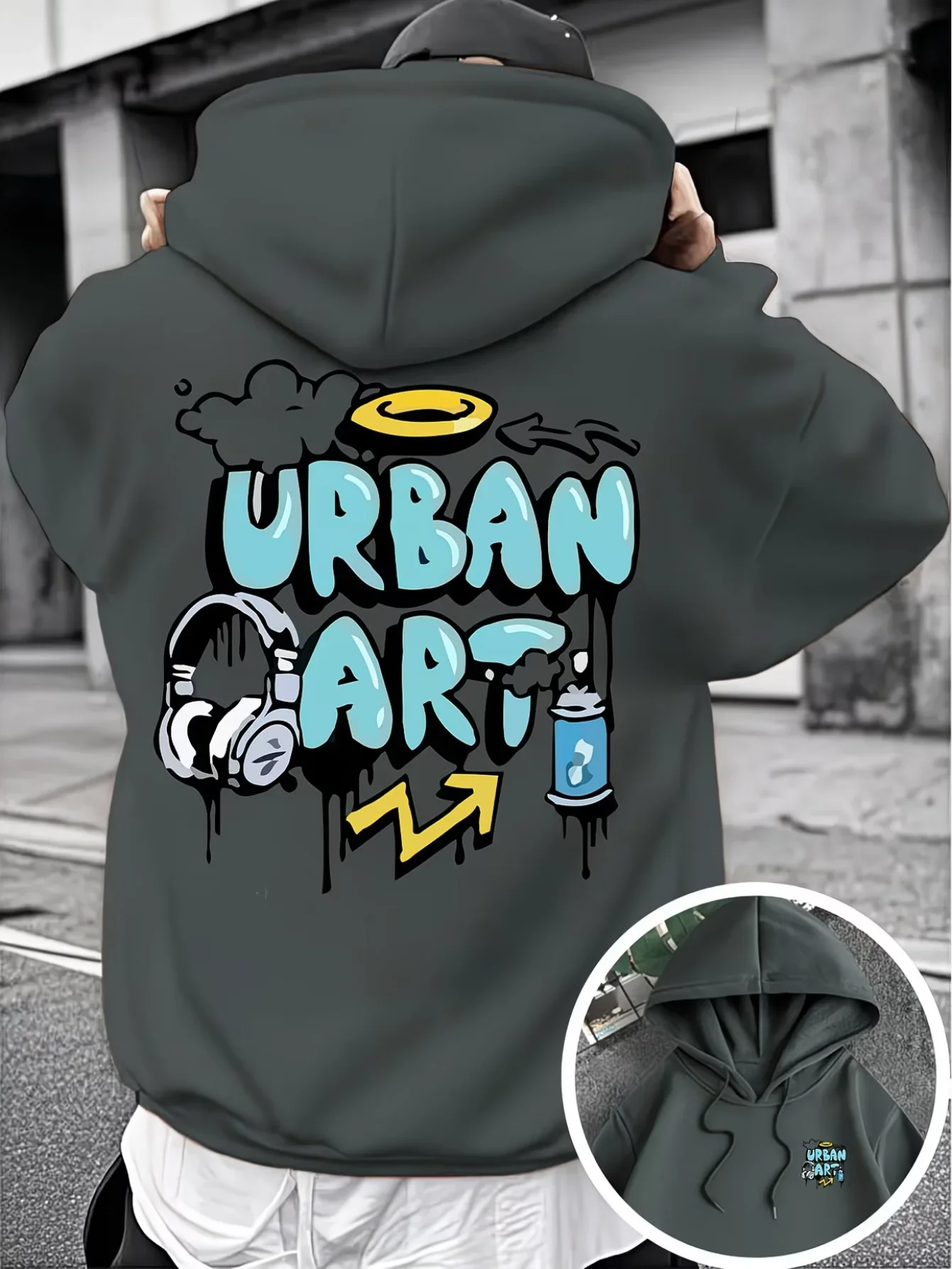 Graffiti Urban Art Back Print Hoodie Men Women Unisex Streetwear Loose Versatile Comfortable Pullover Hooded Sweatshirt