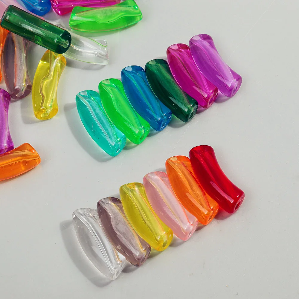 

15pcs Colorful Acrylic Chunky Bamboo Tube 11mm Clear Elbow Loose Beads for DIY Bracelet Necklace Making Jewelry nice