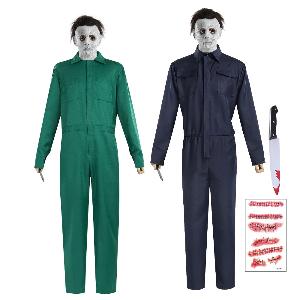 

Horror Movie Halloween Cosplay Costume MichaelMyers Disguise Full Sets Jumpsuit Suits for Adult Carnival Party Clothes Roleplay