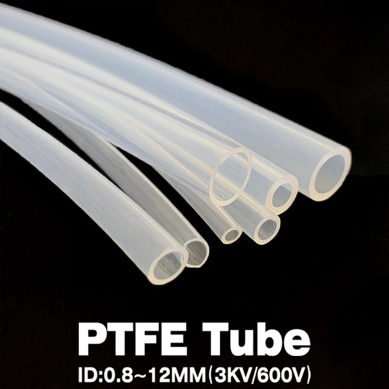 ID 0.8~12mm Premium Transparent PTFE Tube Acid Alkali Resistant High Temperature Insulating Industrial Tubing for Fluid Transfer