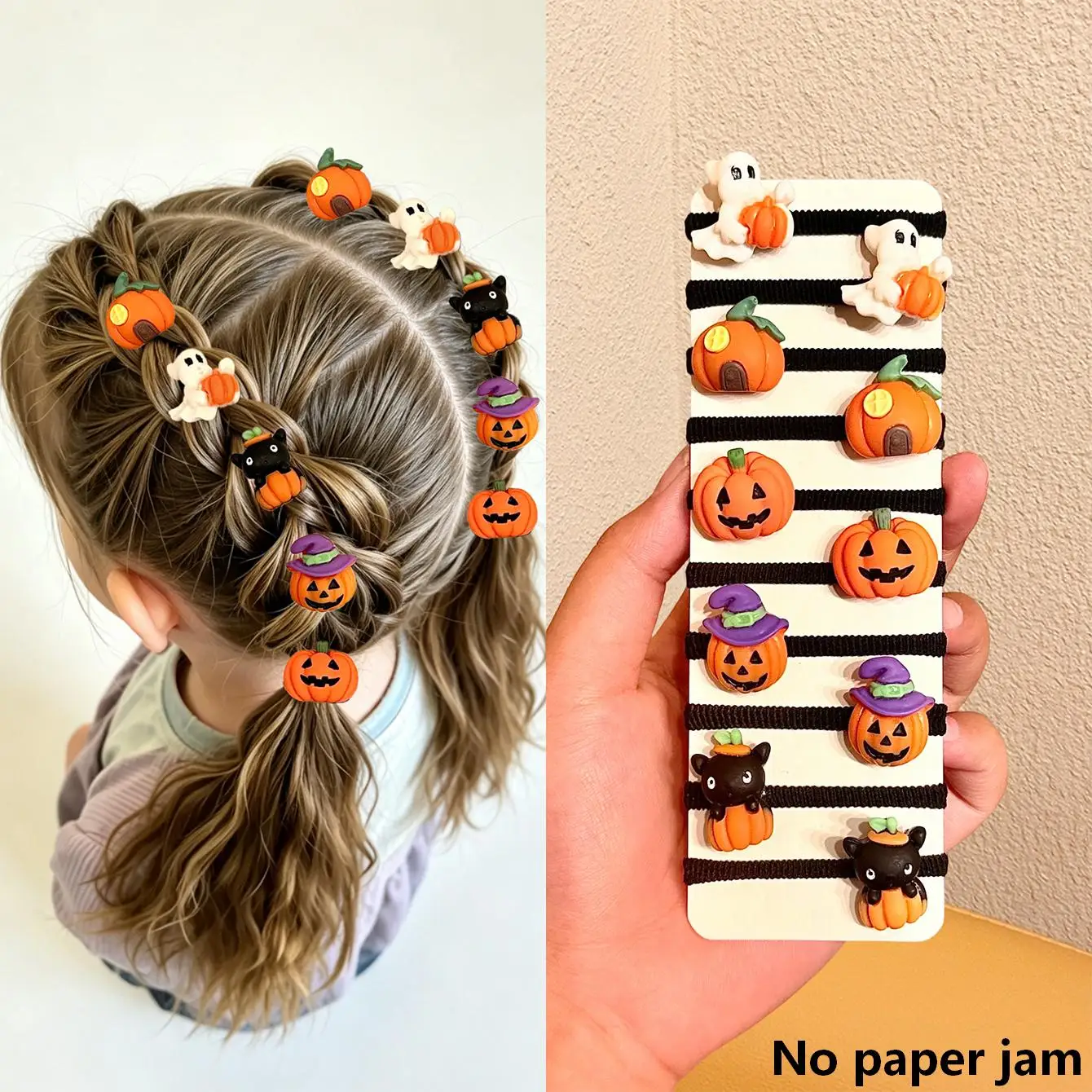 3D Halloween Cartoon High Elasticity Hair Rope Cute Ghost Pumpkin Elastic Band School Wear Girl Hair Accessories