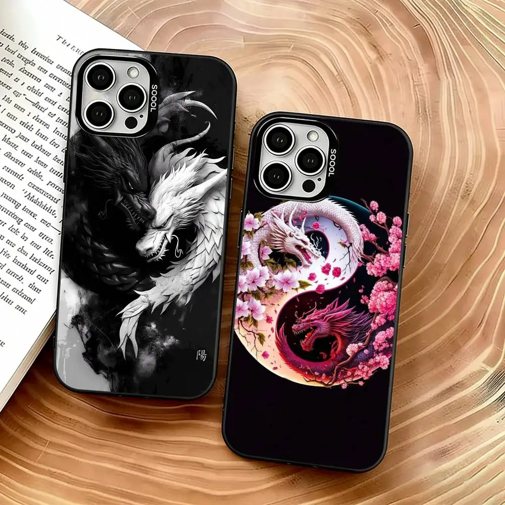 

Yin Yang Dragon Art Phone Case For iPhone 17,16,15,14,13,12,11 Plus,Pro Max,XS,Colorful Silver Phone case Funda Cover
