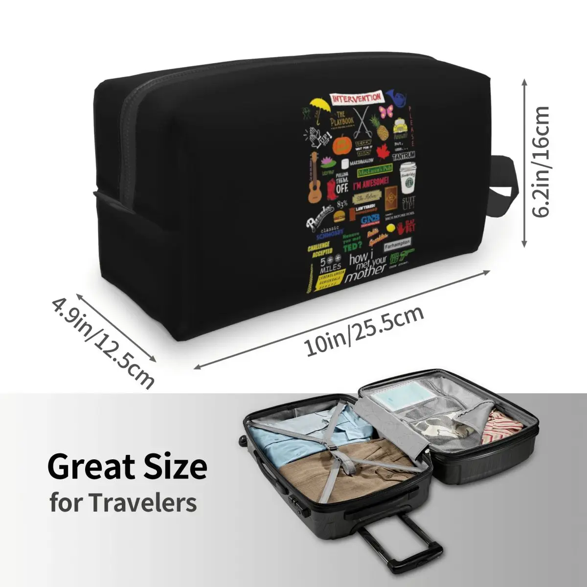 How I Met Your Mother HIMYM TV Show Collage Makeup Bag Cosmetic Storage Dopp Kit Toiletry Cosmetic Bag for Women Beauty Travel