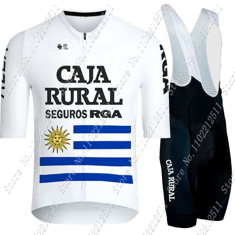 

Уругвая команда 2025 Caja Rural Комплект велосипедного трикотажа с коротким рукавом Одежда для велоспорта Рубашки для шоссейного велосипеда Костюм Велосипедные нагрудники Шорты Одежда для горного велосипеда