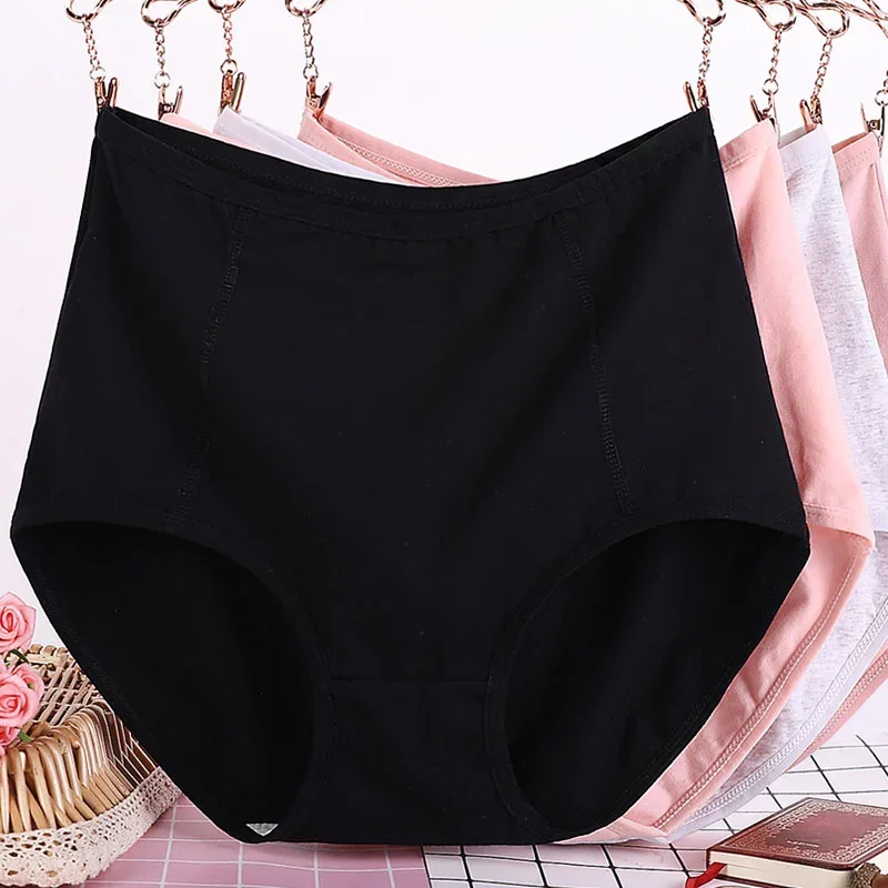 Cotton Seamless Panties Women Summer Breathable Underwear Plus Size Simple Solid High Waist Comfortable Briefs Ropa De Mujer