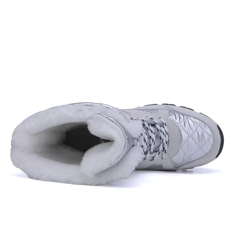 أحذية نسائية شتوية من الكشمير لعام 2025 مصنوعة من القطن الحراري السميك -40 أحذية ثلج بيضاء عالية الجودة للسفر