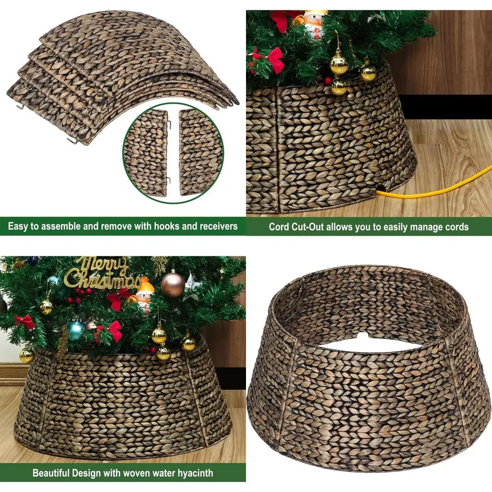 

Черная плетеная юбка для рождественской елки и чехол-стойка, 36 дюймов, в деревенском стиле