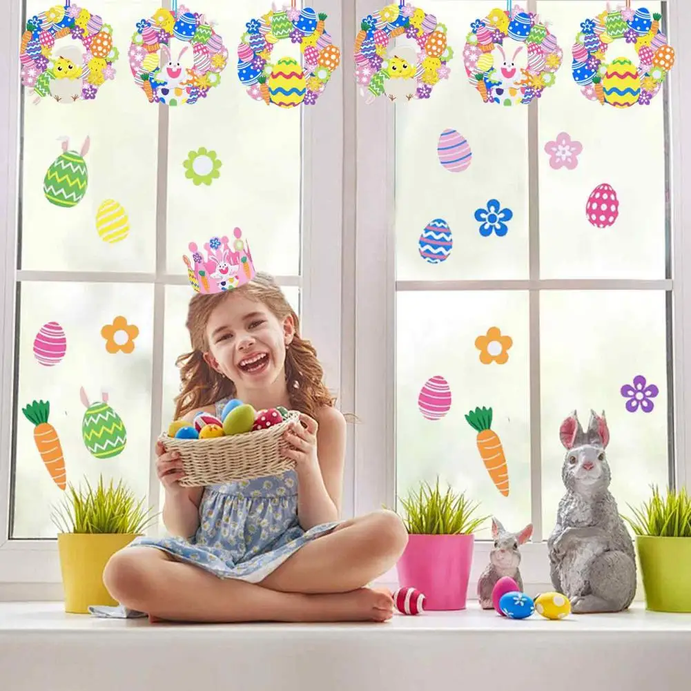 Easter Craft Supplies Spring Party Decoration Set Easter Sticker Self-adhesive Foam Stickers Happy Easter Egg Flower for Home