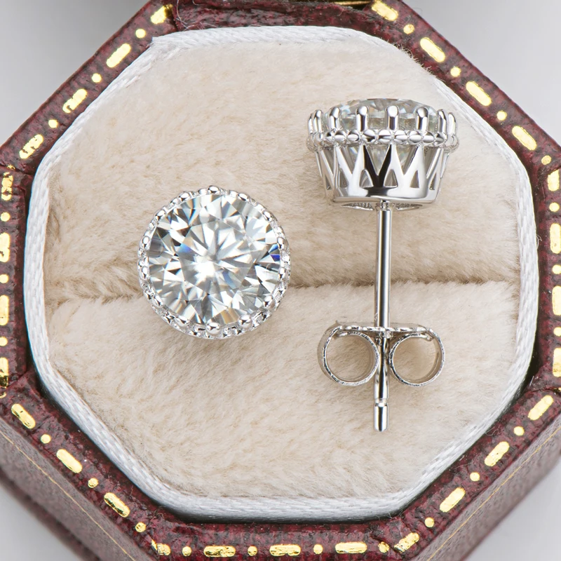 

Sparkling 6.5mm 1ct Moissanite Halo Stud Earrings For Women Real Pure Silver Earrings 925 Piercing Pendientes Daily Jewelry