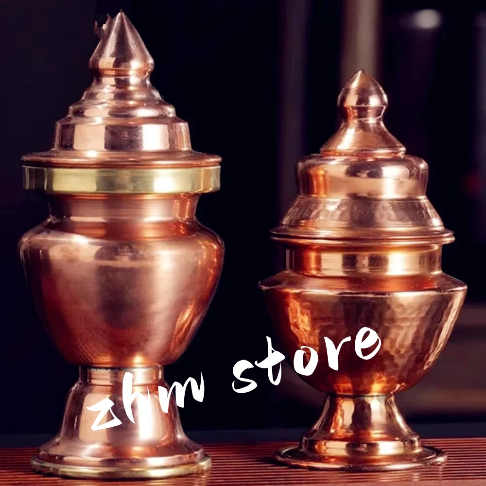 Tibetan Rice Box Rack,Buddhism Layer 3 Storage Box,Copper Luster Tribute Jar,Buddhist Supplies Altars Handicraft Decorative
