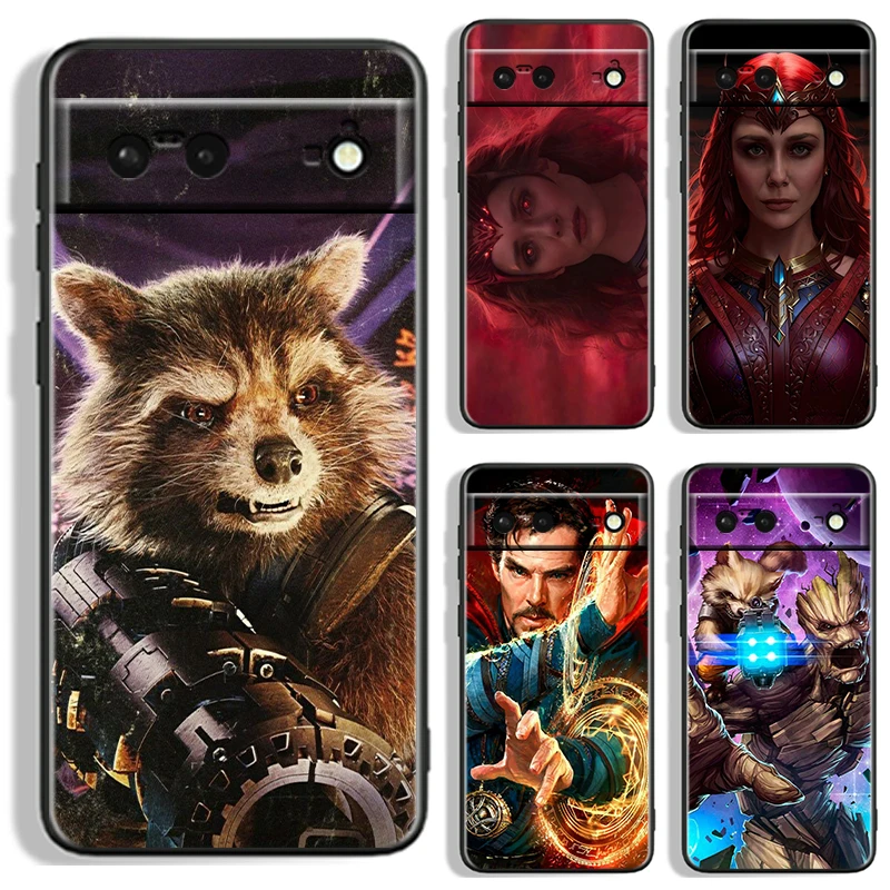 

Marvel Avengers Heroes Passion For Google Pixel 9 8 7A 7 6A 6 5A 5 4 4A XL 5G Black Silicon Shockproof Shell Cover Phone Case