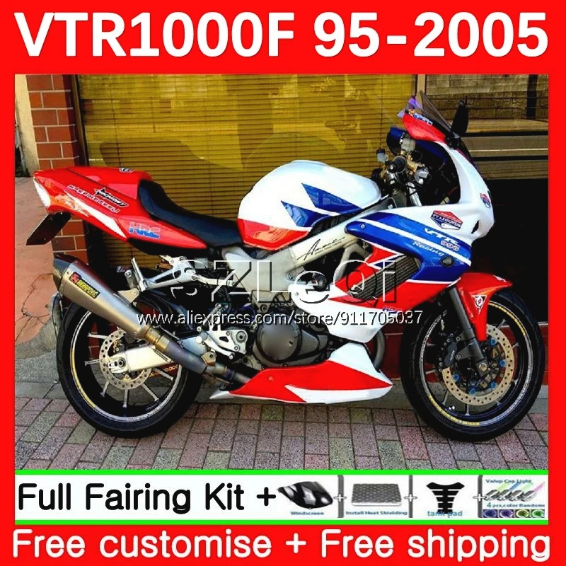 SuperHawk For HONDA VTR 1000 F 1000F 56No.14 VTR1000F 95 96 97 98 99 00 Red blue hot VTR1000 F 2001 2002 2003 2004 2005 Fairing