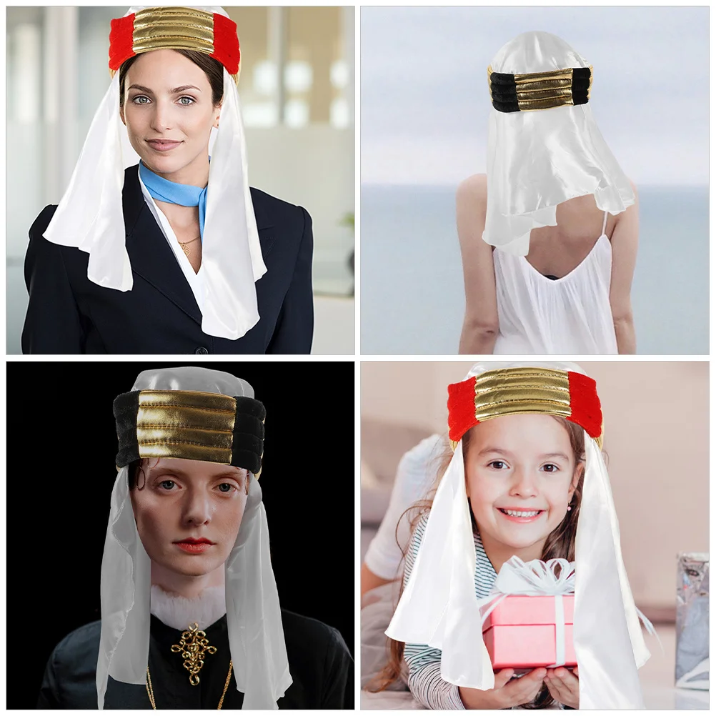 2 قطعة قبعة عربية للرجال نمط عمامة أغطية الرأس تأثيري مهرجان الحفلات أداء الدعامة ديكور ملحق فستان زي #5