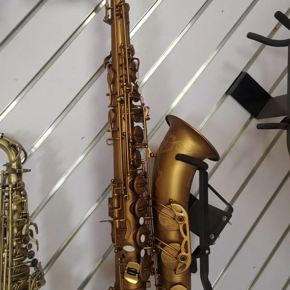 European high-end brown Bb Tenor saxophone drop B tone retro frosted gold-plated professional tenor sax instrument customization