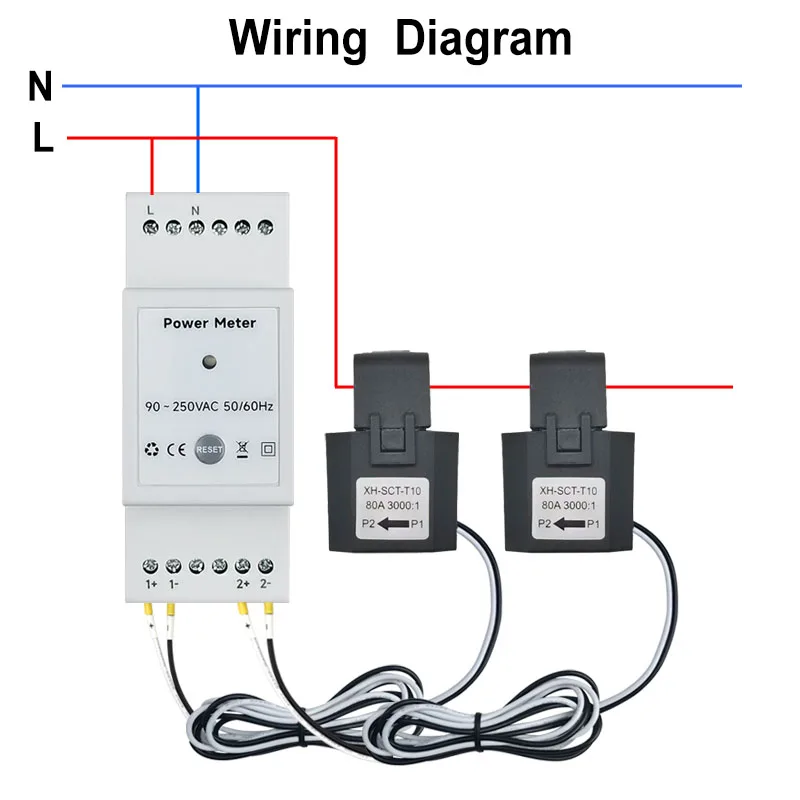 Tuya smare Élet wifi Energia Fogyasztásmérő Ide-oda 2 Csatorna Lárma Karfa vel 80A Combined transport app Képellenőrző Export majd Behozás áram AC110V/240V