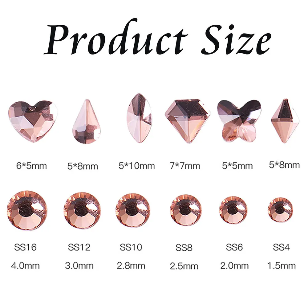 12 شبكة الشمبانيا كريستال الراين مسمار السحر متعدد الشكل كريستال الأحجار الكريمة مسمار الماس بلينغ الزجاج فلاتباك مسمار جواهر #3