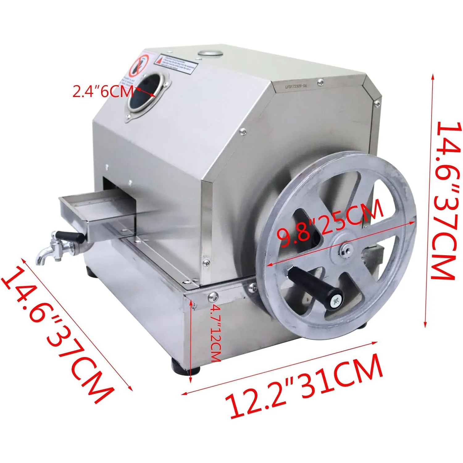 عصارة ضغط الزنجبيل اليدوية المصنوعة من الفولاذ المقاوم للصدأ مع 3 بكرات، عصارة ضغط قصب السكر التجارية مع ملعب قصب السكر