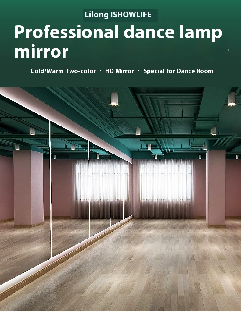 Specchio da palestra personalizzato in vetro grande da 4 mm Specchio moderno con cornice per yoga fitness in aula per studio di danza montato a parete per uso in palestra