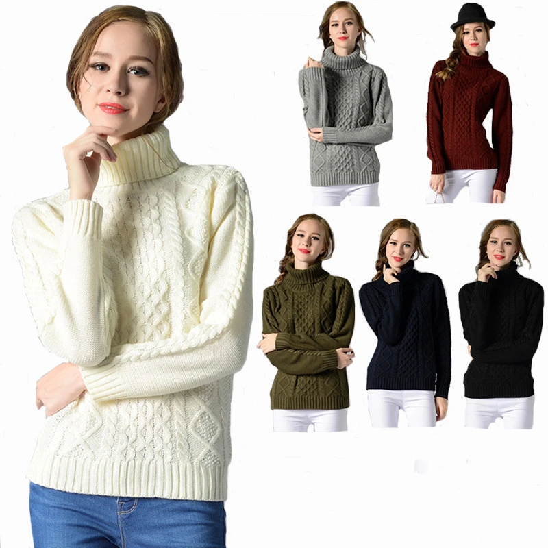 

Autumn And Winter Thick Cashmere Sweater Female Mock-Neck Lazy Loose Sweater Cable Casual Loose Thick Pullover