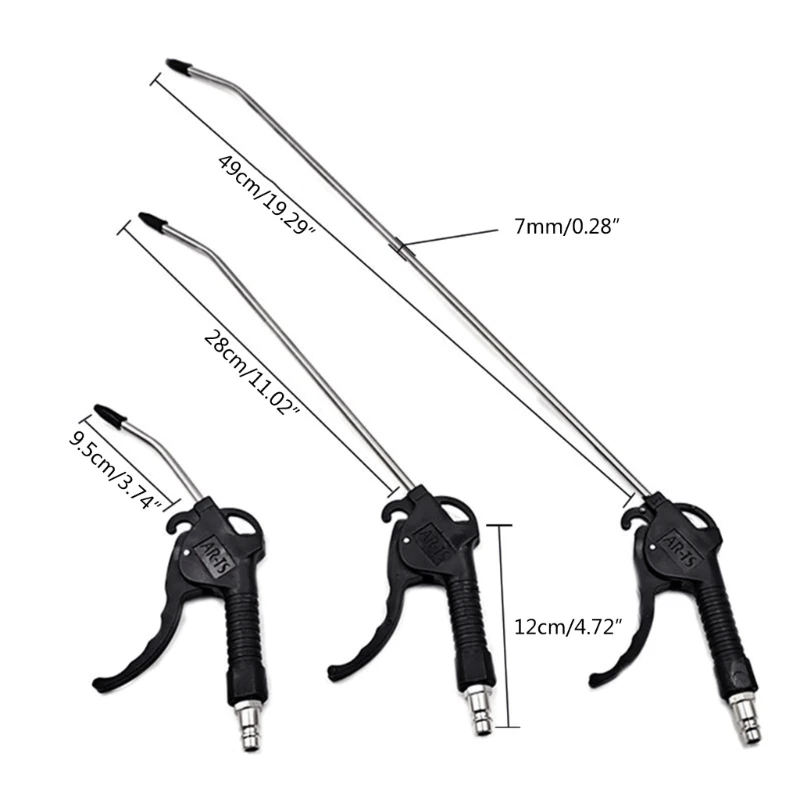 652F Pressures Air Guns, 3 x Compresseds Air Blow Guns, 60mm Stainless Steel Elbow Air Guns for Compressor Air Blower Guns