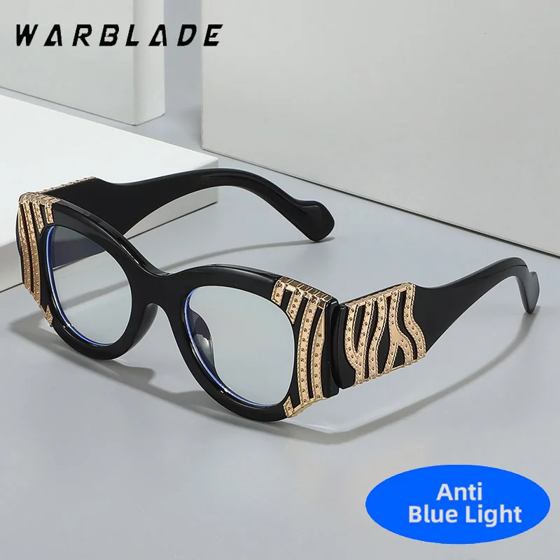 

2025 Vintage Anti Blue Light Sexy Cat Eye Glasses Women Luxury Brand Designer Myopia Prescription Optical Metal Chain Big Frame