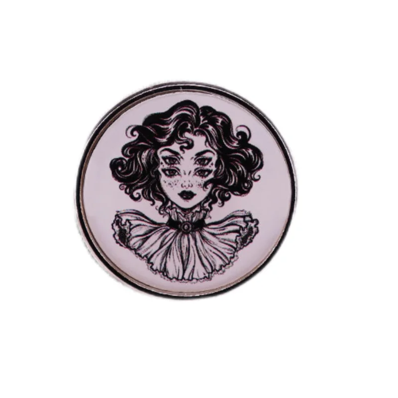 Four Eyes Woman Brooch Gothic Girl Badge