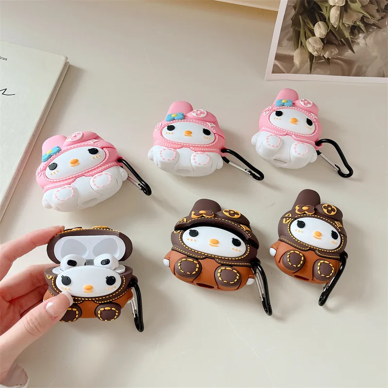 

Melody For Airpods Pro 2 Case,Cute 3D Cartoon Brown Pink Case For Airpods Case,Soft Silicone Earphone Anime Cover For Girls