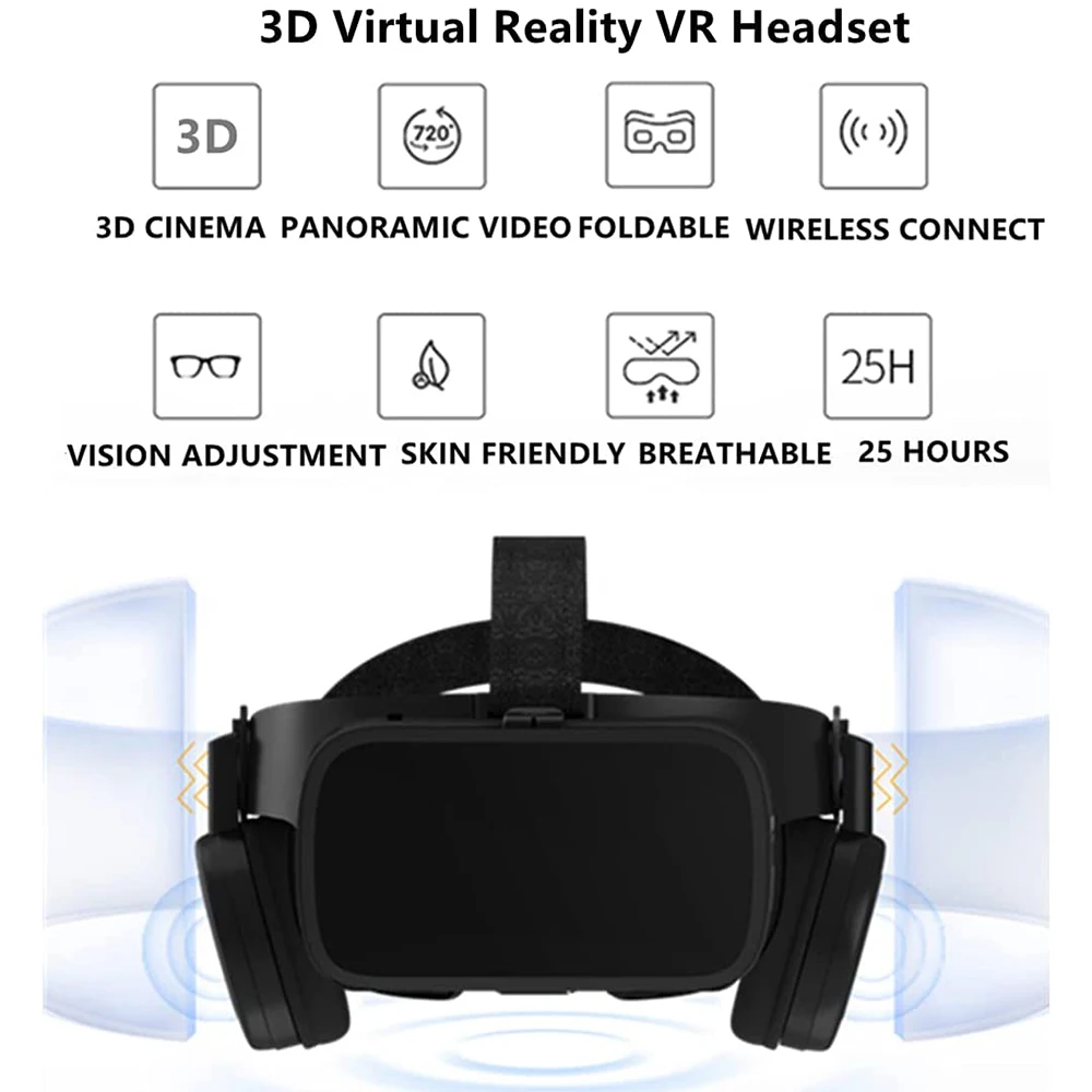 BOBOVR Z6 업그레이드 3D 안경 VR 헤드셋, 구글 카드보드 가상 현실 안경, 스마트폰용 무선 VR 헬멧