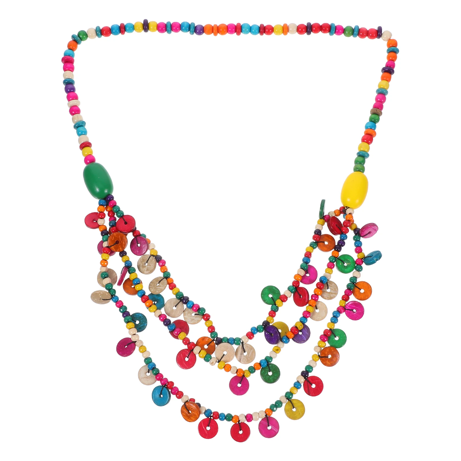 

Colorful Wooden Bead Necklace Ladies Pendant Summer Beach Vacation Boho Style Women Jewelry Fashion Accessories