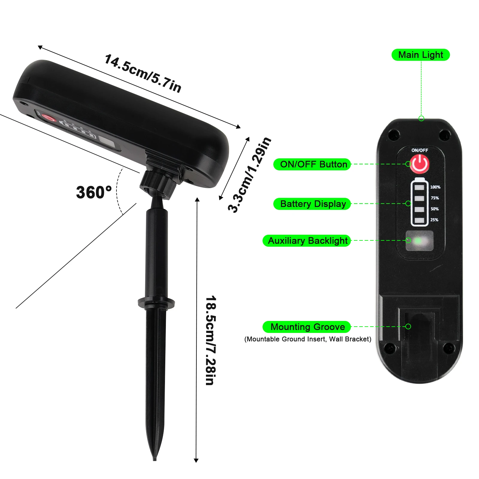 Luz LED Solar para exteriores, 4 piezas, IP65, luz verde para jardín, focos solares para árboles, camino y patio