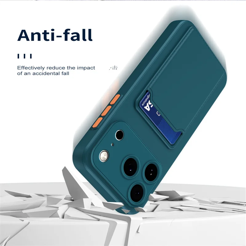 Soft Silicone Slot Wallet Card Holder Back Case For iPhone 18 Pro Max 18 Pro 17 Air 11 12 13 14 15 16 Plus Mini Shockproof Cover