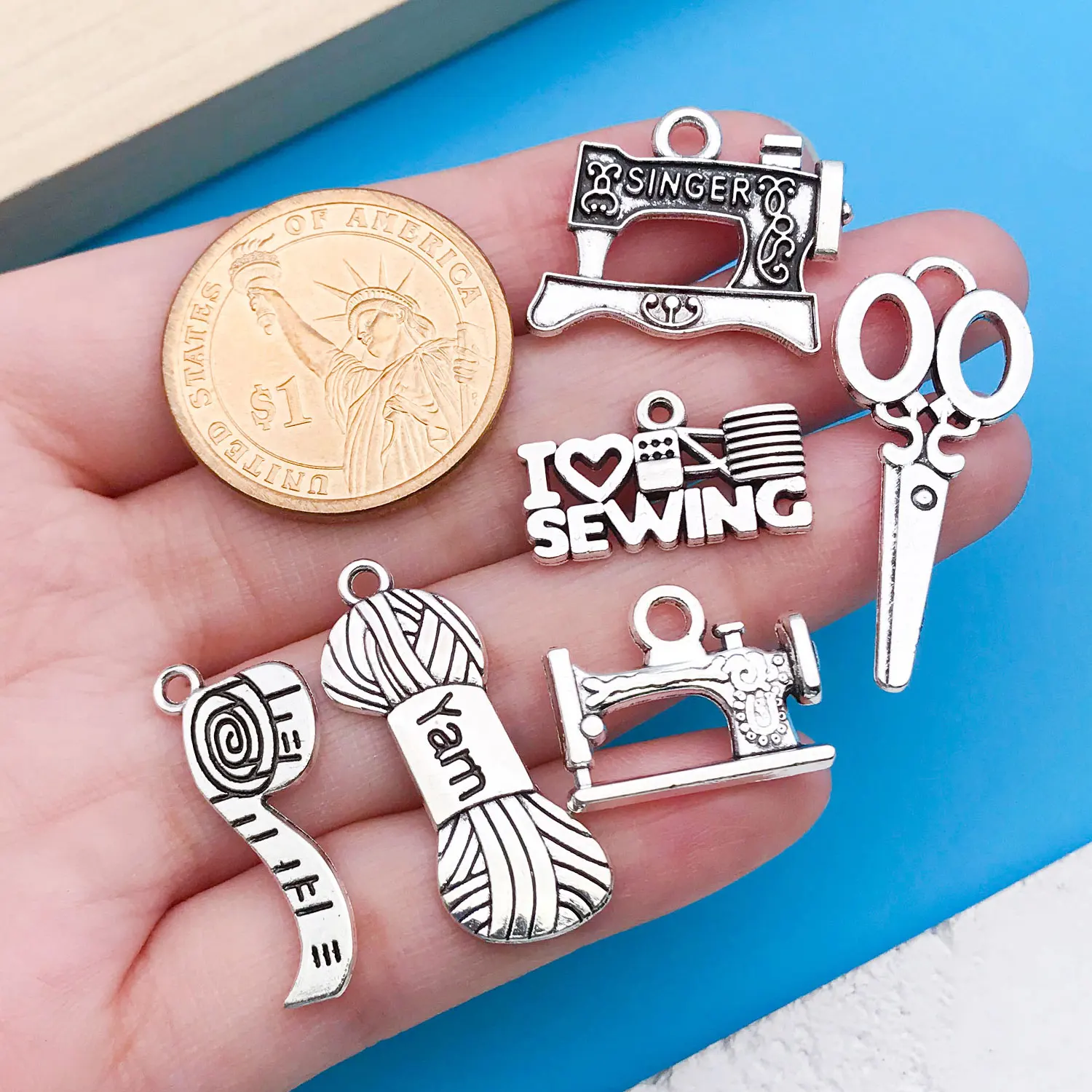 Mix 20pcs/Silver Sewing Machine Series Fashion Jewelry Making DIY Craft Halloween Thanksgiving Fashion Accessories