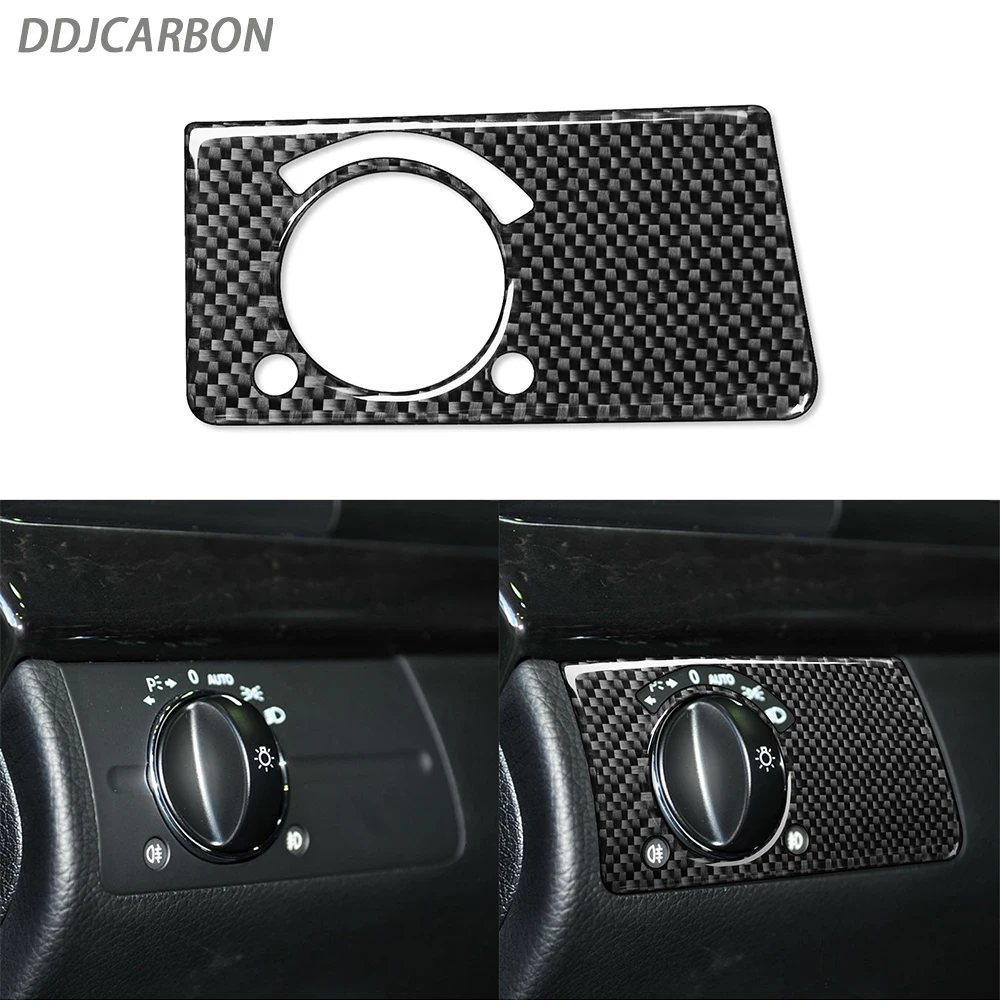 

For Benz E-Class W211 2003-2009 Real Carbon Fiber Modification Headlight Switch Trim Cover Interior Car Accessories Sticker