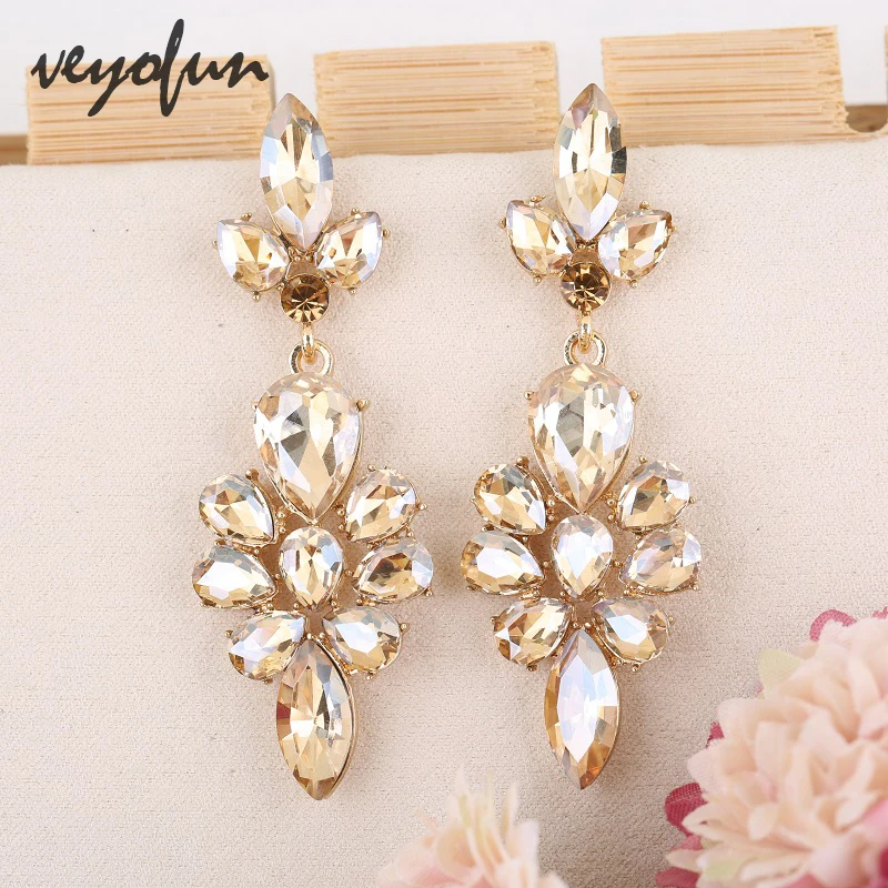 Veyofun Classic Lady Crystal Drop Earrings Elegant Trendy Party Dangle Fashion Jewelry for Women Gift Wholesale