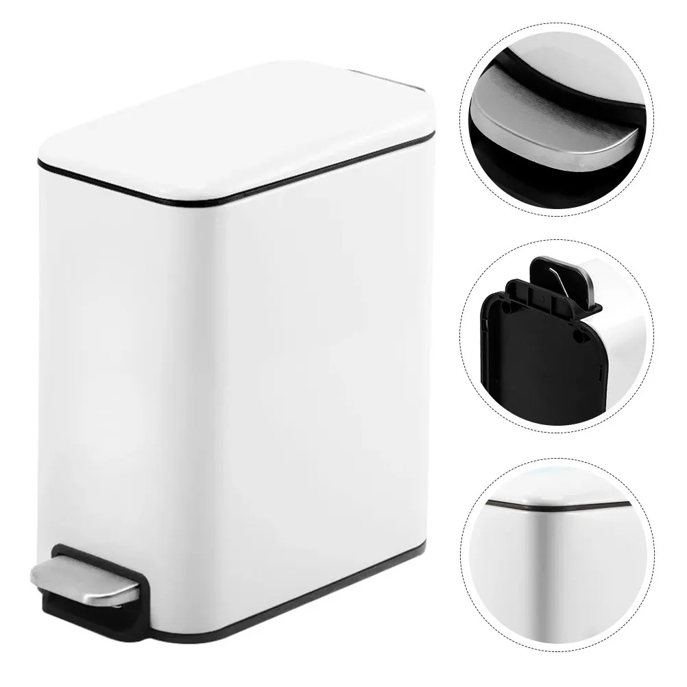 Modern Simple Design Foot Pedal Trash Can Stainless Steel Garbage Can Convenient Hands Free Operation for Household Office Hotel
