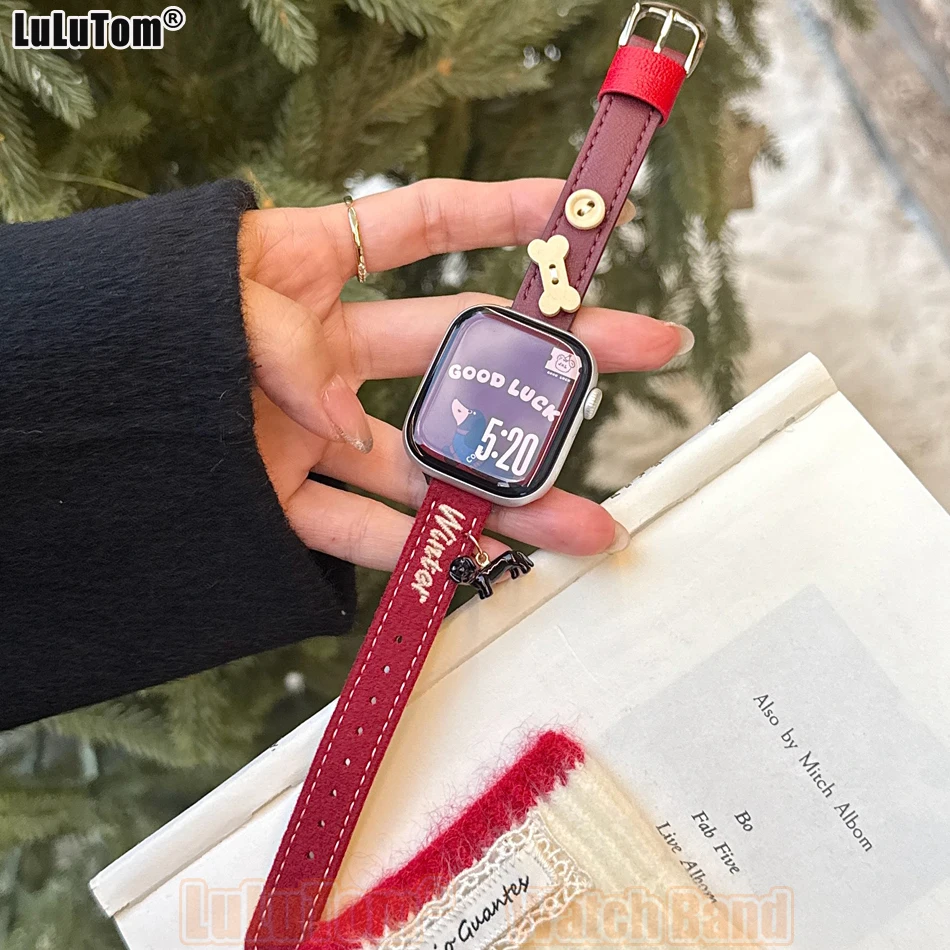 

Dachshund Pendant Strap for Apple Iwatch Series 11 10 9 8 7 6 5 4 3 SE Ultra Watch Band 38 40 41 42 44 45 46 49mm Plush Leather