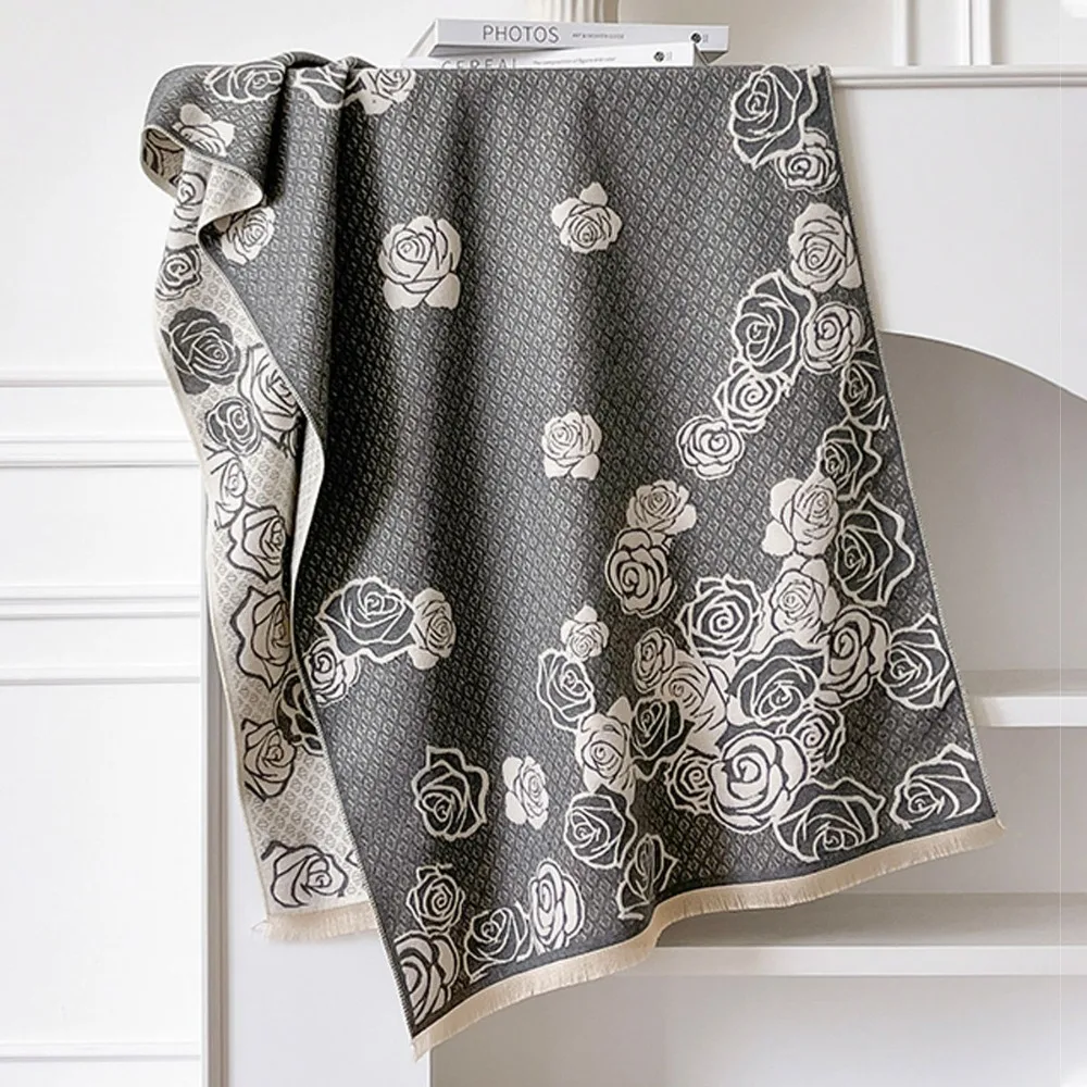 

Cozy Luxury Imitation Cashmere Scarf Thick Soft Blanket Scarf Windproof Warm Winter Pashmina Shawl for Women