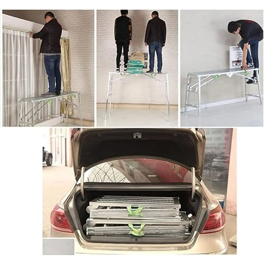 Versatile Height-Adjustable Folding Scaffold - 400 lbs Capacity Work Platform for Home, Engineering, and Ladder Tasks