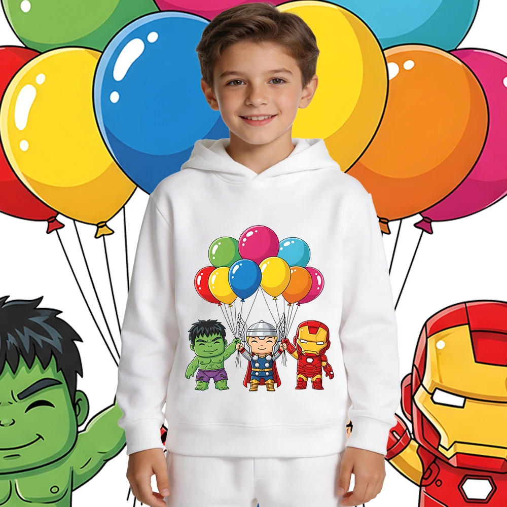

Флисовая толстовка с принтом Chibi Avengers для детей, мальчиков и девочек, осенне-зимняя, теплая, повседневная, с капюшоном