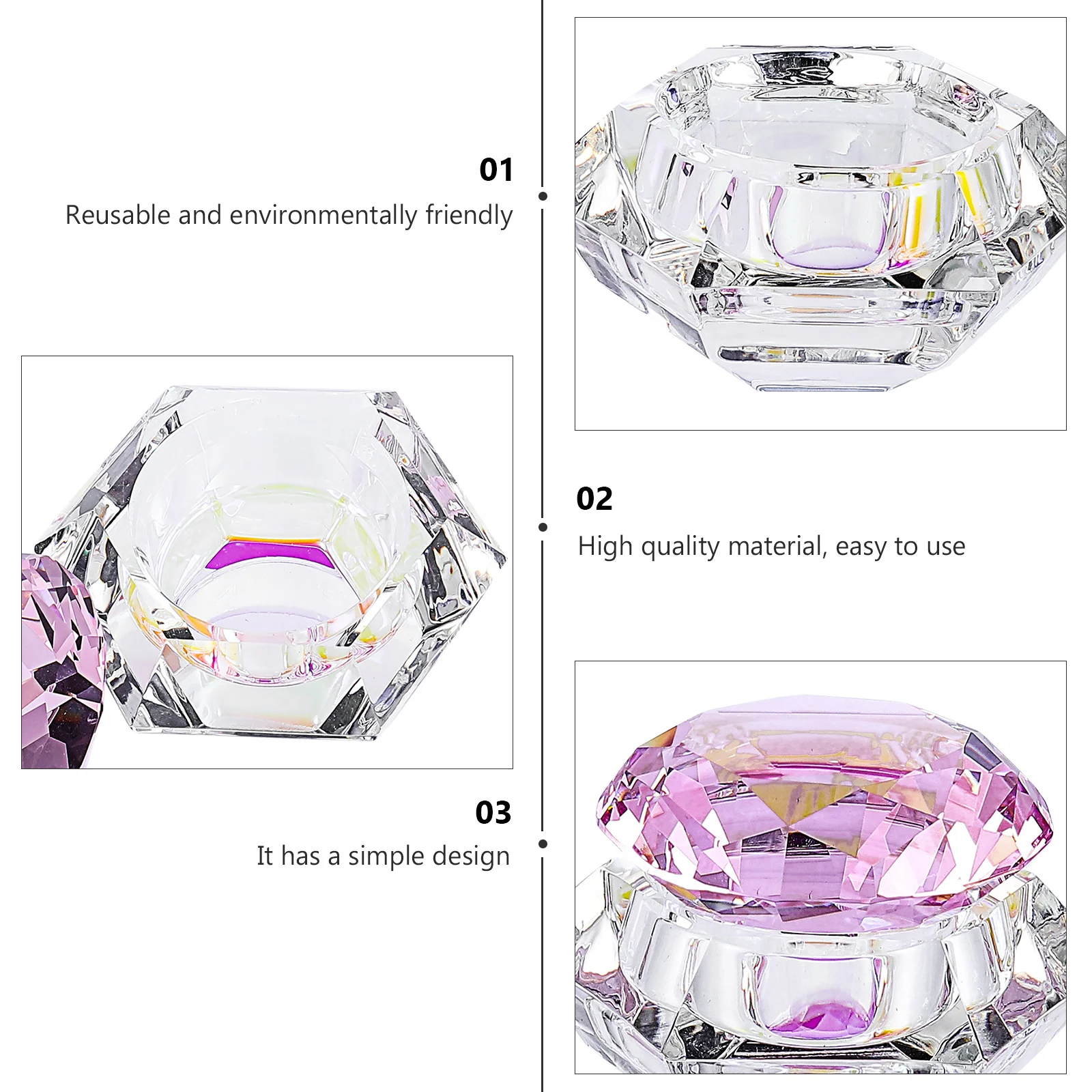 Crystal Nail Cup Deksel Hoge kwaliteit glas Lichtgewicht manicure Acryl Nail Art Glass Dish Mini vloeibare poedercontainer