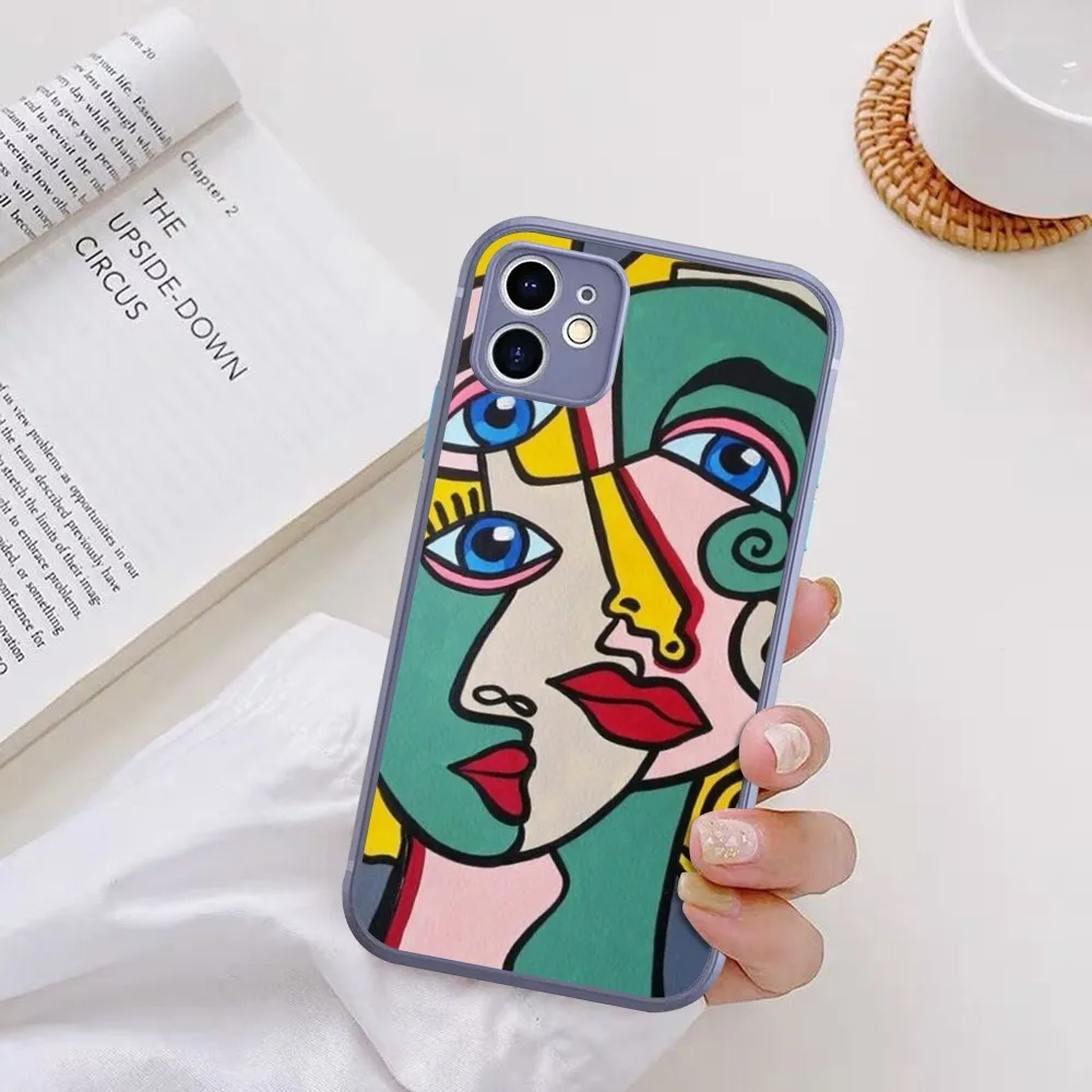 Picasso Abstract Art Painting Phone Case For iPhone 14 X XR XS 7 8 Plus 11 12 13 pro MAX 13mini Matte Shockproof Case