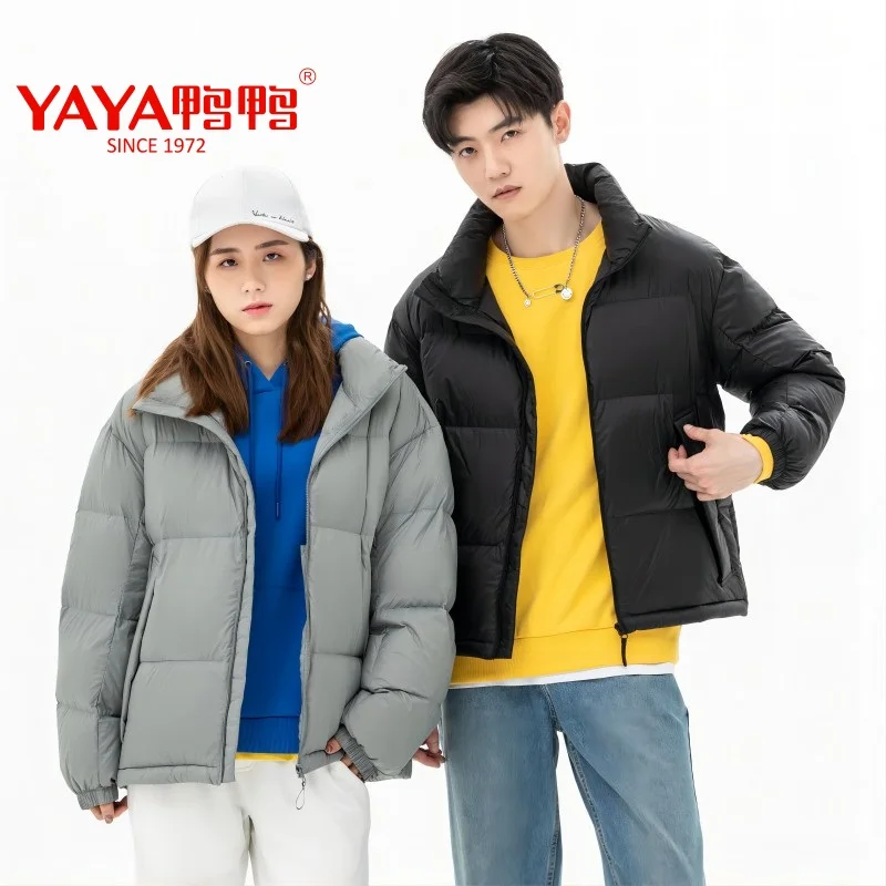 YAYA 2023 Women Winter Duck Down Jacket Casual Loose Stand-Up Collar Coat Light Easy Clothes Waterproof Windproof Warm Outwear