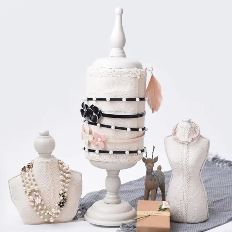 Stylish Hair Accessory Rack with Handmade Lace Cover Hairband Storage Stand