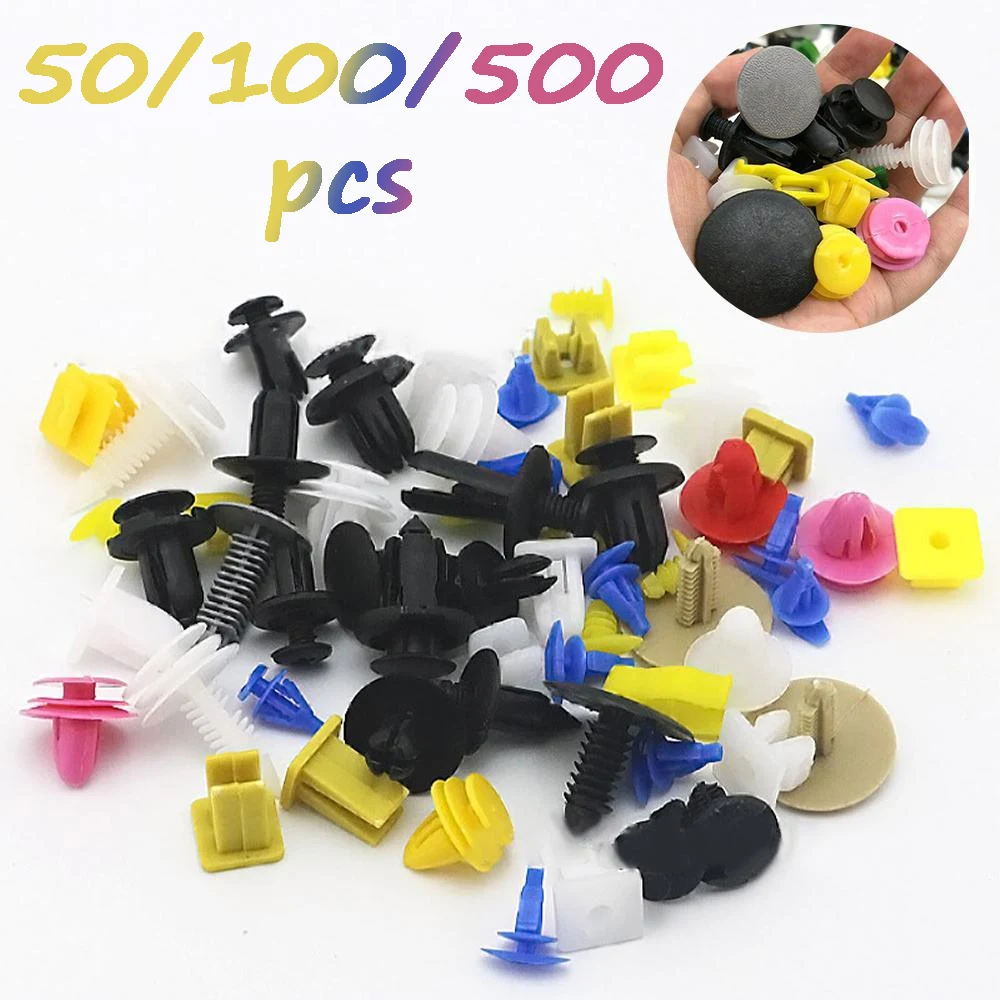 50/100/500PCS Automotive Universal Hybrid Door Panel Bumper Expansion Screws Threaded Nails