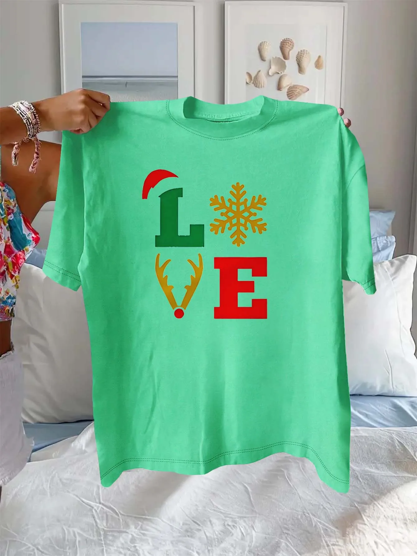 Design d'amour de noël élégant, grande taille, avec Motifs de flocons de neige et de renne, vêtement élégant à la mode